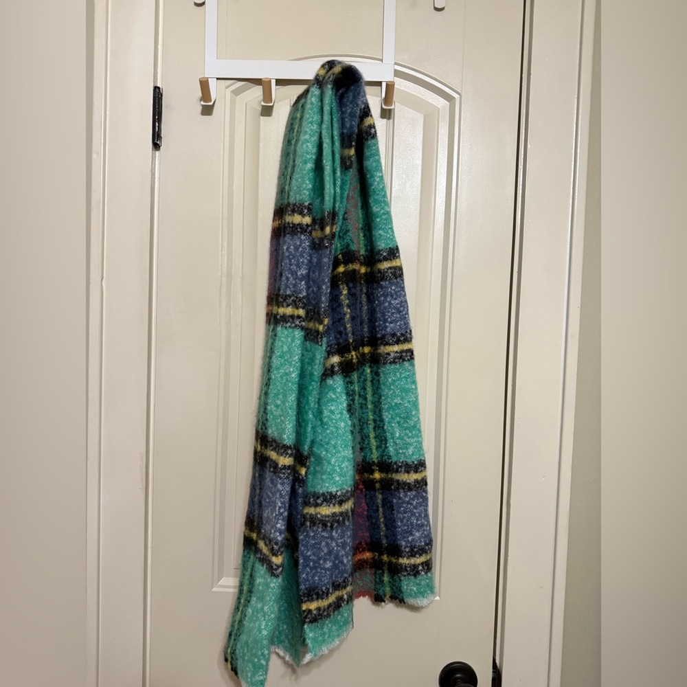 Aerie Plaid Green and Blue Blanket Scarf